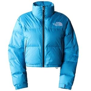 Small north face 1996 cropped retro nuptse puffer in sky blue